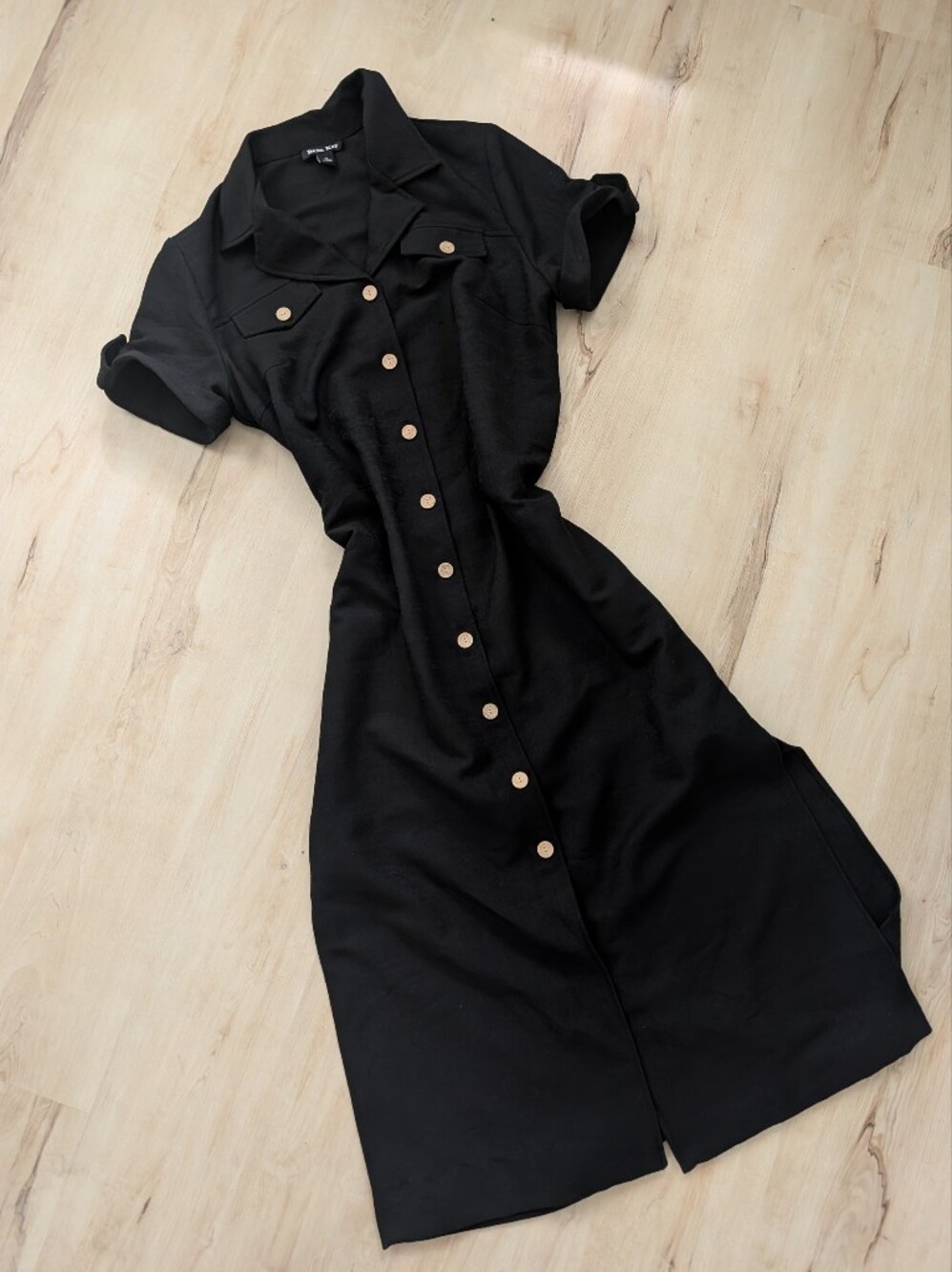 Lightweight Versatile Black Button Down Tshirt Dress Dana Kay Black Size 16